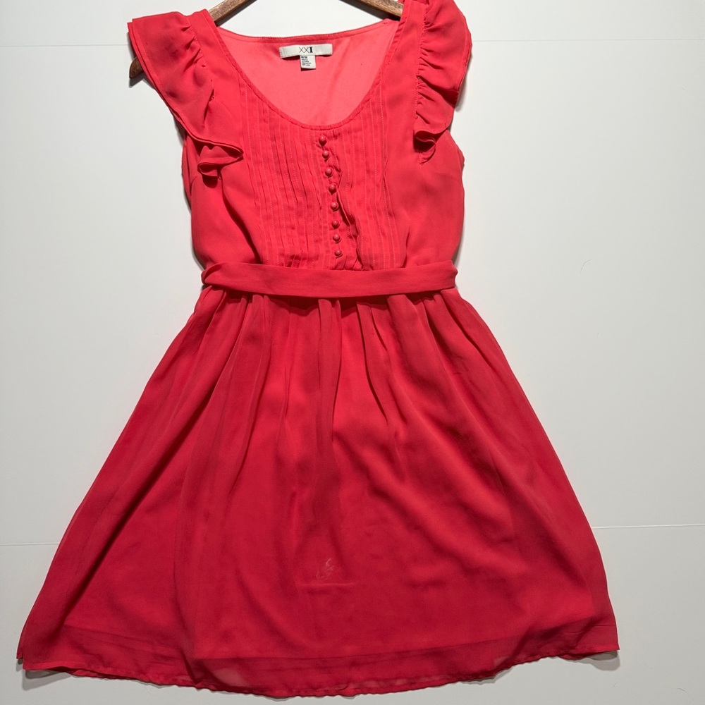XXI/Forever 21 Women's Short Pink Baby Doll Dress Flutter Sleeves, Size M
